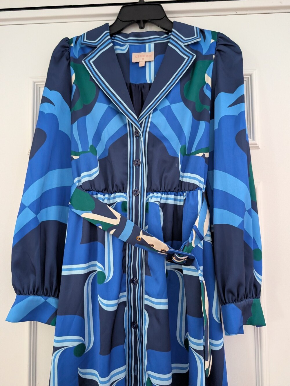 CIEBON Jessenia Print Long Sleeve Midi Shirtdress - Picture 4 of 7